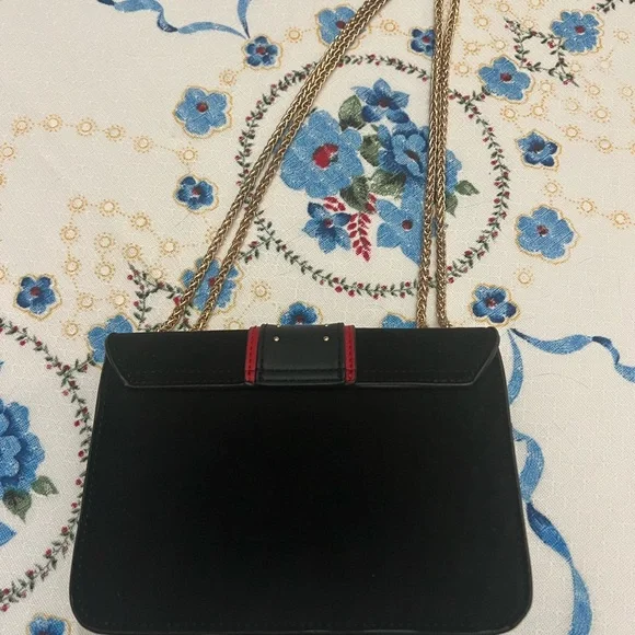 Topshop Black and Red Suede Chain Panther Clutch - Picture 7 of 8